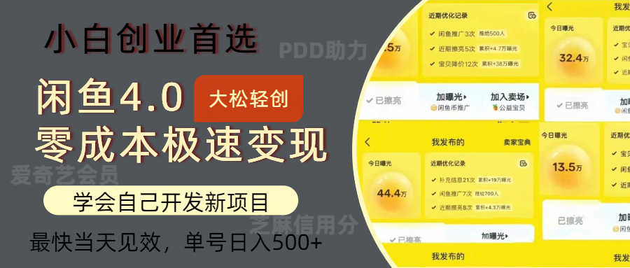 闲鱼0成本极速变现项目，多种变现方式，单号日入500+最新玩法-网创财富岛