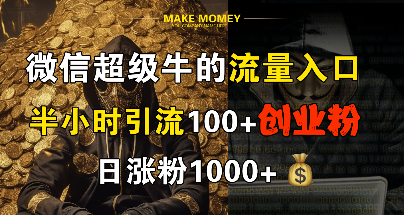 微信超级牛的流量入口，半小时引流100+创业粉，日涨粉1000+-网创财富岛