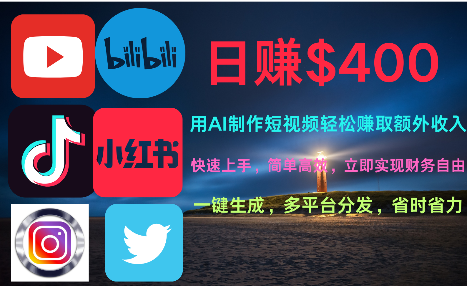 玩转全网视频平台，创造视频就能轻松赚取每天400美金-网创财富岛