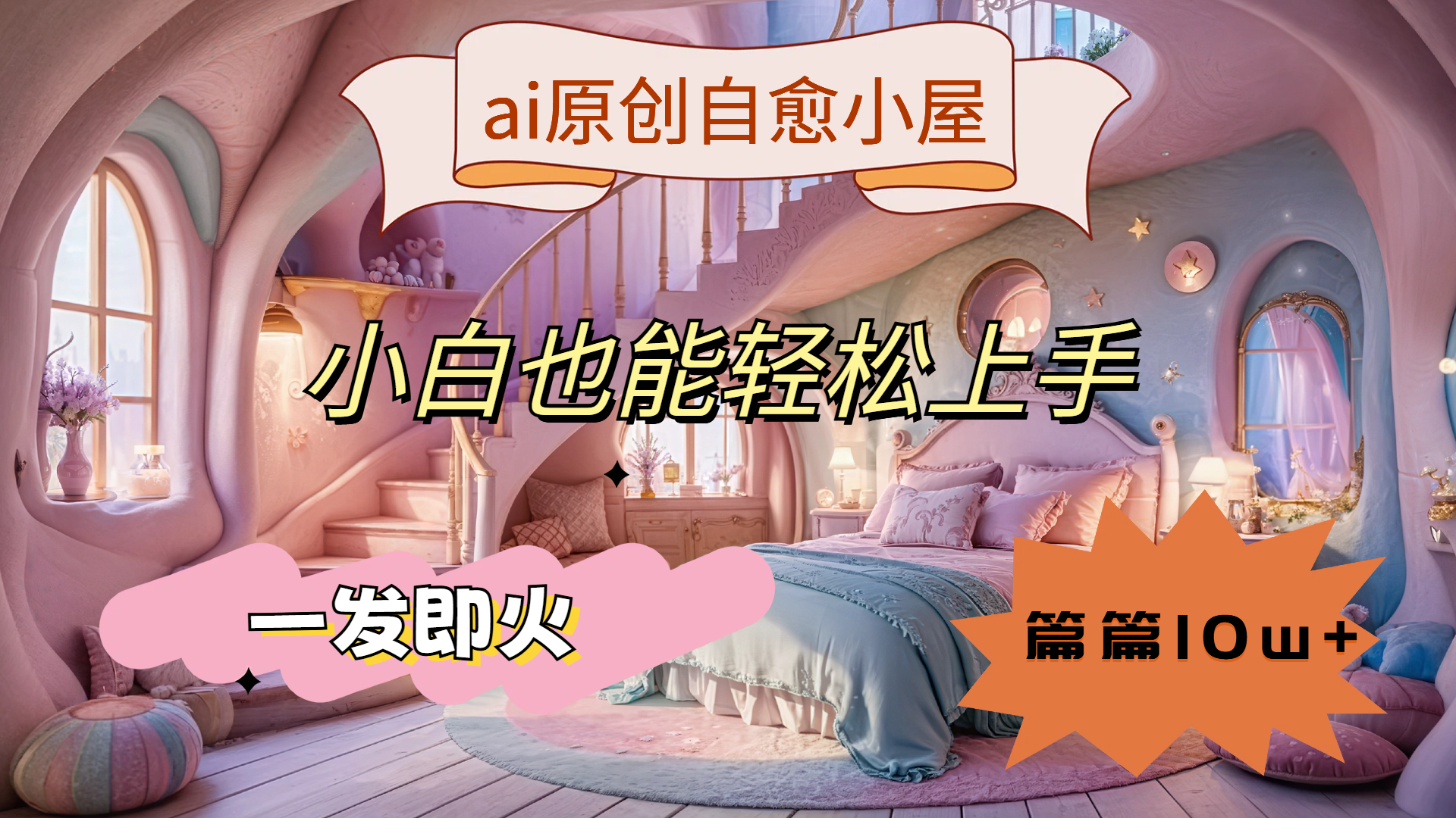 ai原创治愈小屋，小白也能轻松上手，一发即火，篇篇10w+-网创财富岛