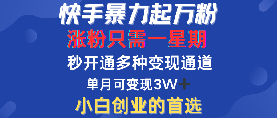 快手暴力起万粉，涨粉只需一星期！多种变现模式-网创财富岛