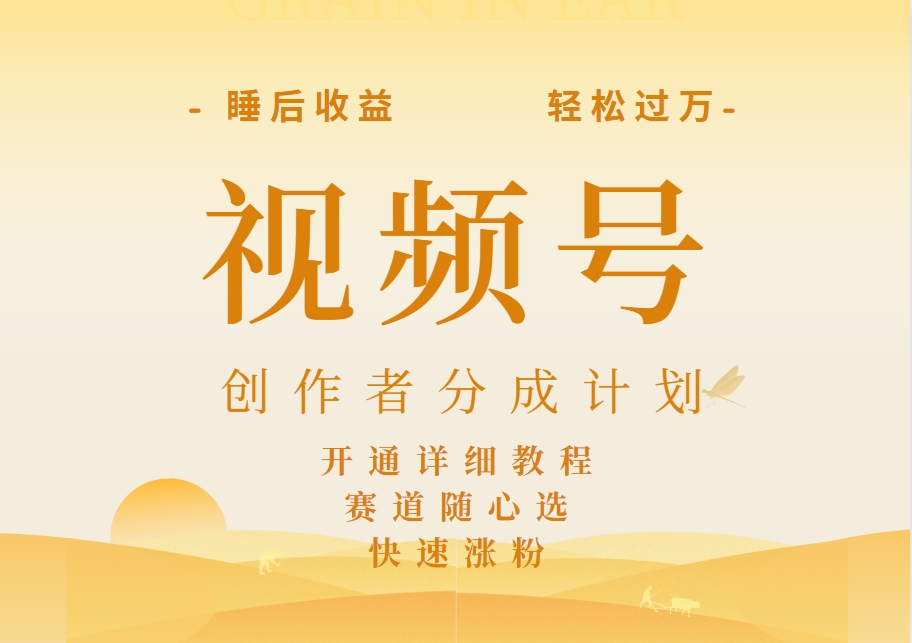 详解视频号创作者分成计划，暴力起号，可同步多平台，实现睡后收入2W+，看懂即可操作！-网创财富岛