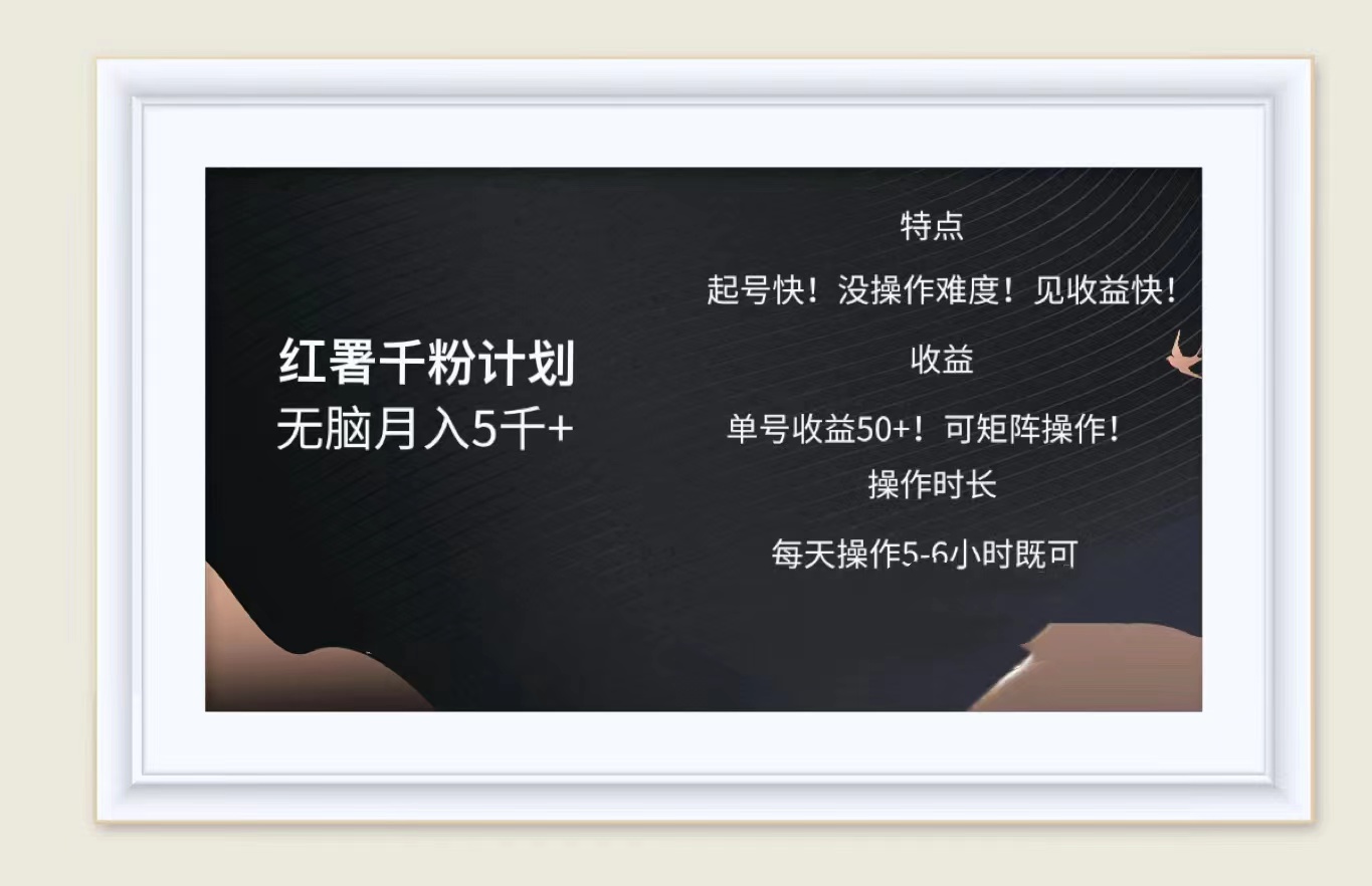 红薯千粉计划无脑月入5千➕！既做既赚！-网创财富岛
