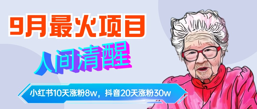 9月最火项目，人间清醒柒奶奶，10天小红薯涨粉8w+，单篇笔记报价1400.-网创财富岛