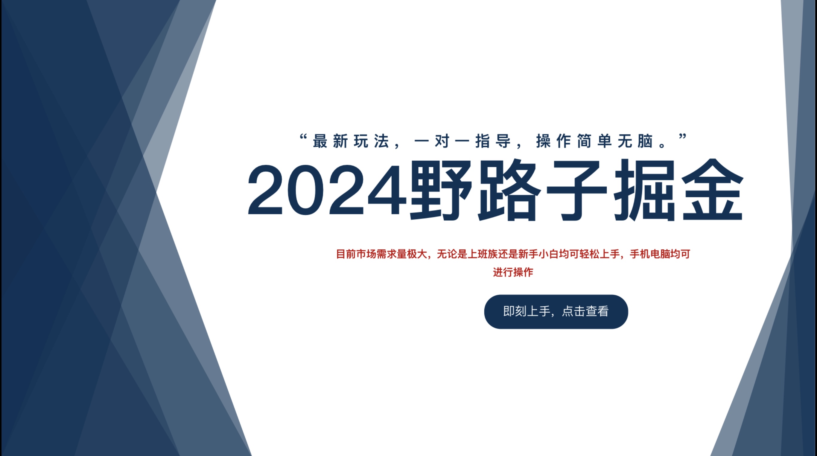 2024野路子掘金，最新玩 法， 一对一指导，操作简单无脑。-网创财富岛