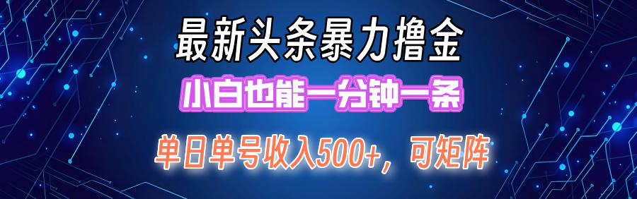 最新头条撸金，小白也能一分钟一条-网创财富岛
