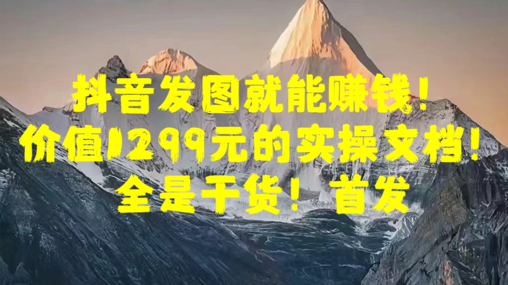 抖音发图就能赚钱！价值1299元的实操文档，全是干货！首发-网创财富岛