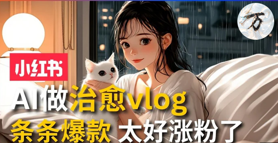 AI治愈系vlog动画视频，小红书7天 涨粉破千，商单报价1500+，0成本制作，日入2000+，有手就会 -网创财富岛
