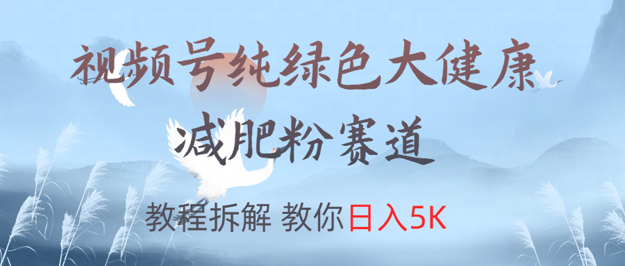 视频号纯绿色大健康粉赛道，教程拆解，教你日入5K-网创财富岛