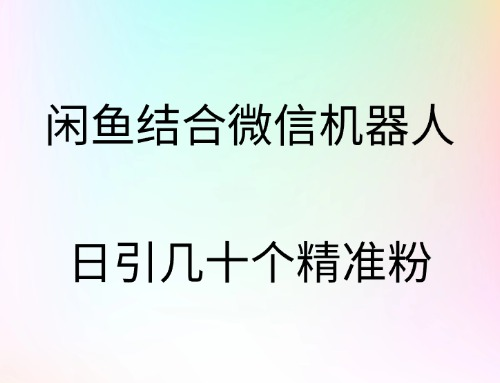 闲鱼结合微信机器人，日引几十个精准粉-网创财富岛