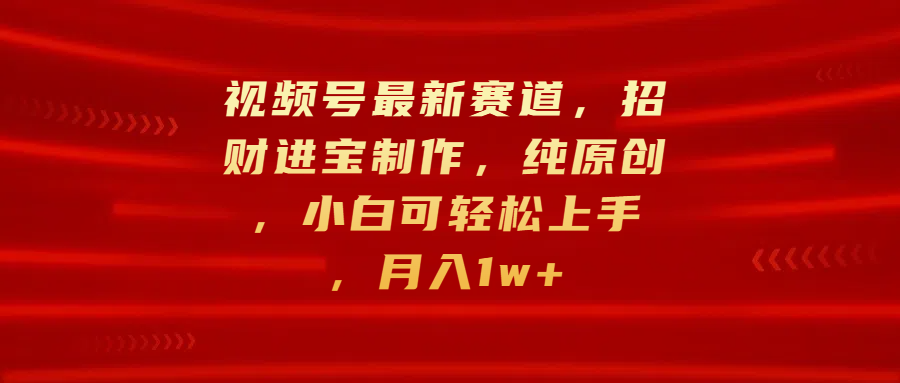 视频号最新赛道，招财进宝制作，纯原创，小白可轻松上手，月入1w+-网创财富岛
