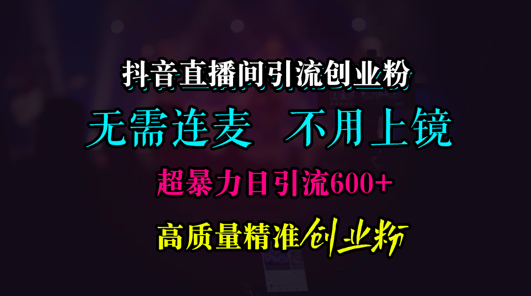 抖音直播间引流创业粉，无需连麦、无需上镜，超暴力日引流600+高质量精准创业粉-网创财富岛