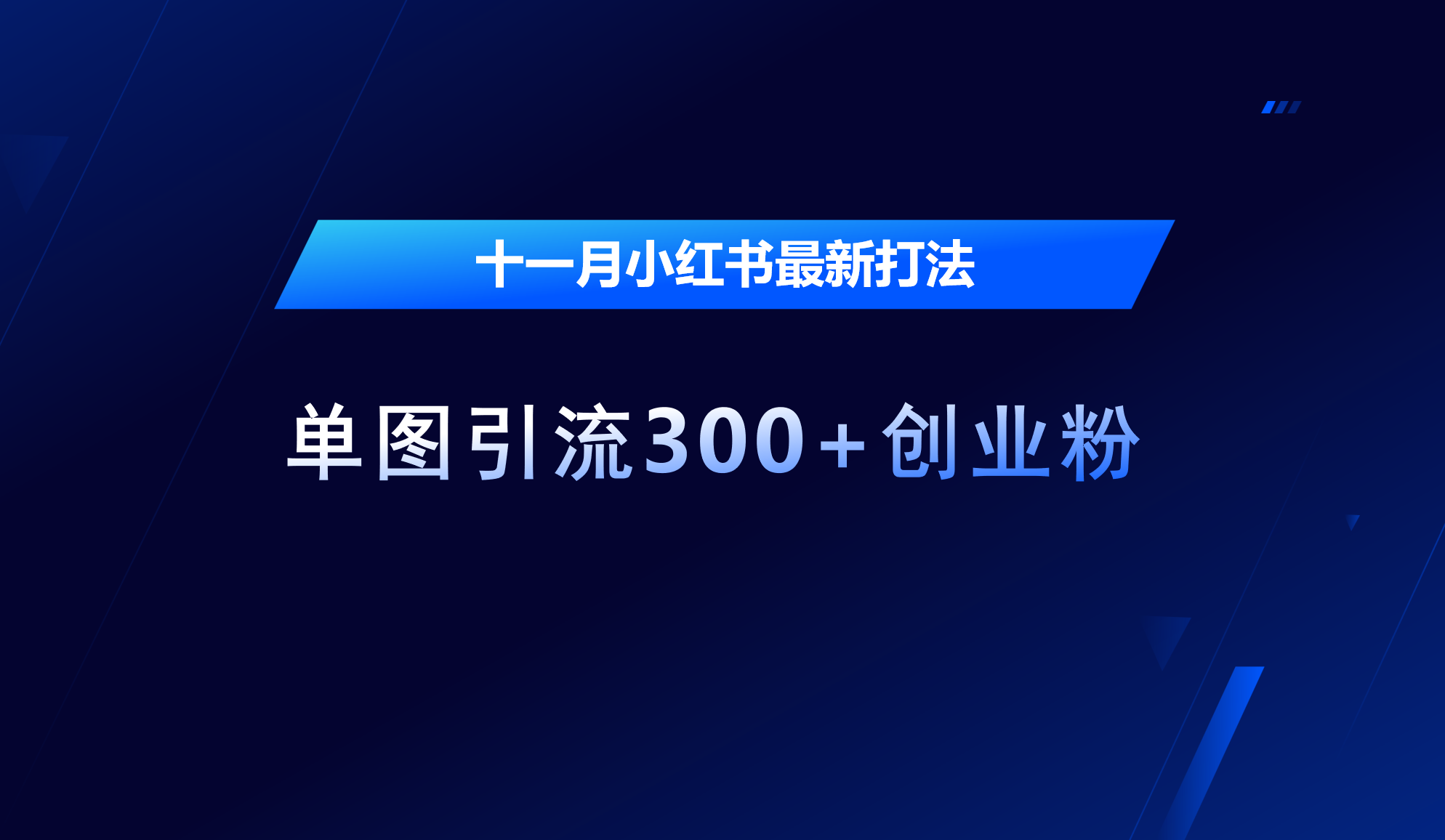 十一月，小红书最新打法，单图引流300+创业粉-网创财富岛
