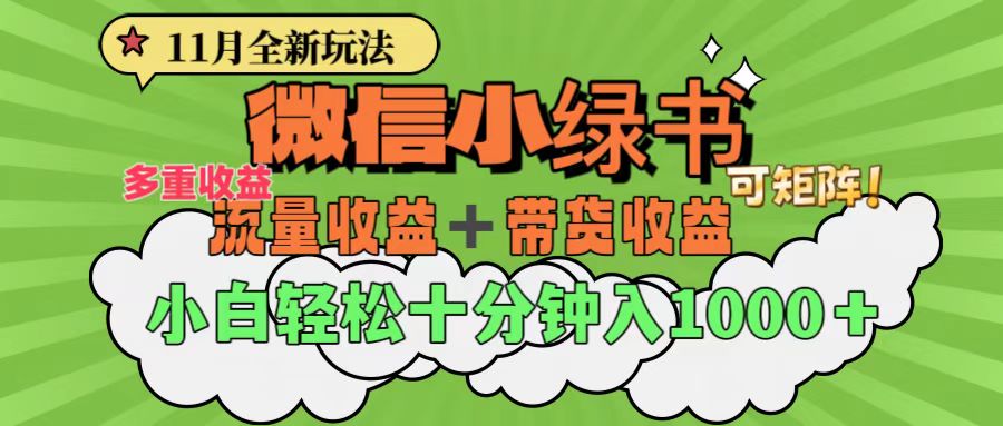 11月小绿书全新玩法，公众号流量主+小绿书带货双重变现，小白十分钟无脑日入1000+-网创财富岛