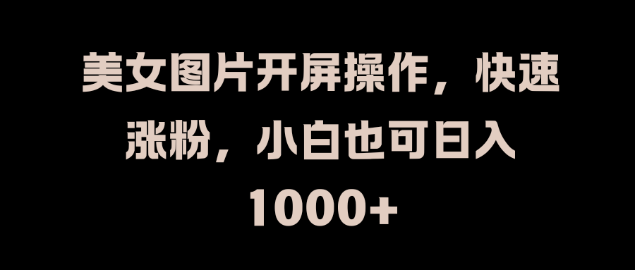 美女图片开屏操作，快速涨粉，小白也可日入1000+-网创财富岛