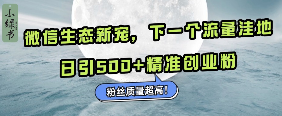 微信生态新宠小绿书：下一个流量洼地，粉丝质量超高，日引500+精准创业粉，-网创财富岛