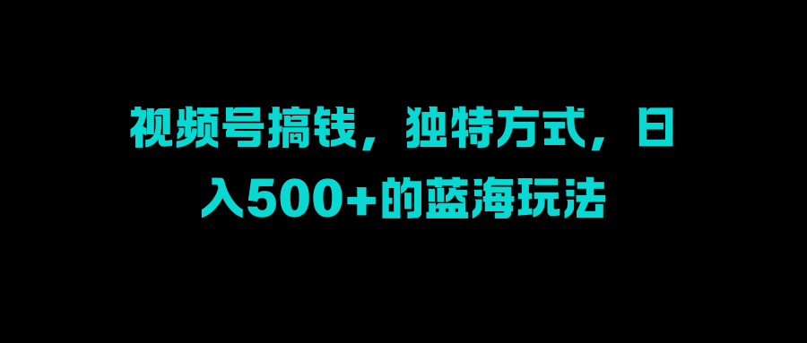 视频号搞钱，独特方式，日入500+的蓝海玩法-网创财富岛