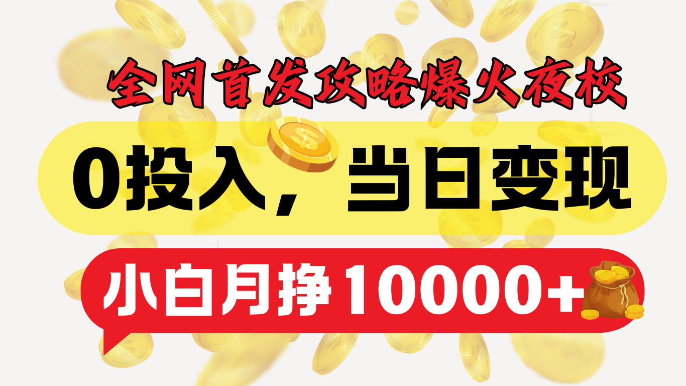 全网首发！爆火夜校，0投入，当日变现，小白轻松月入1w+-网创财富岛