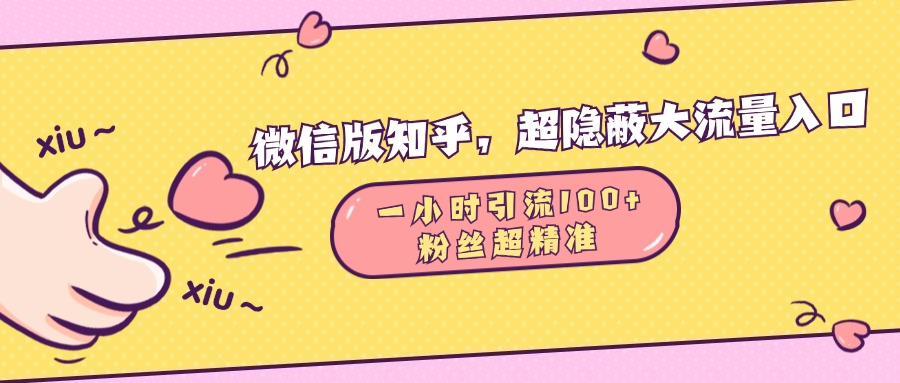 微信版知乎，超隐蔽流量入口，一小时引流100人，粉丝质量超高-网创财富岛