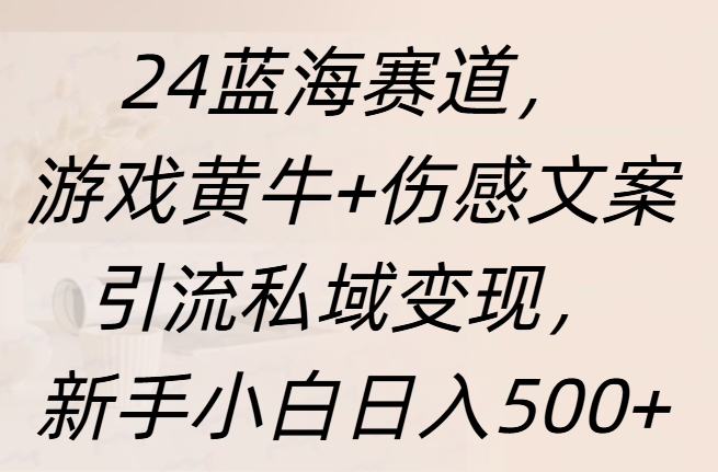 24蓝海赛道，游戏黄牛+伤感文案引流私域变现，新手日入500+-网创财富岛