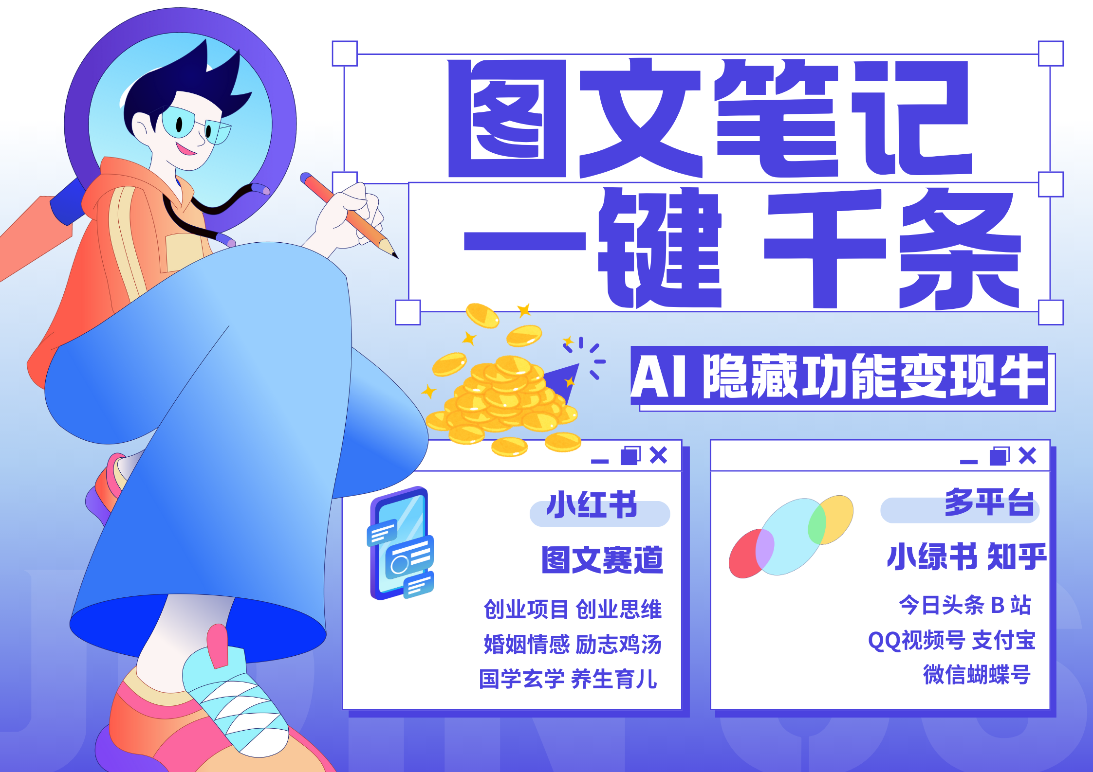 小红书小绿书 秒生图文一键千条 轻松变现3W+-网创财富岛