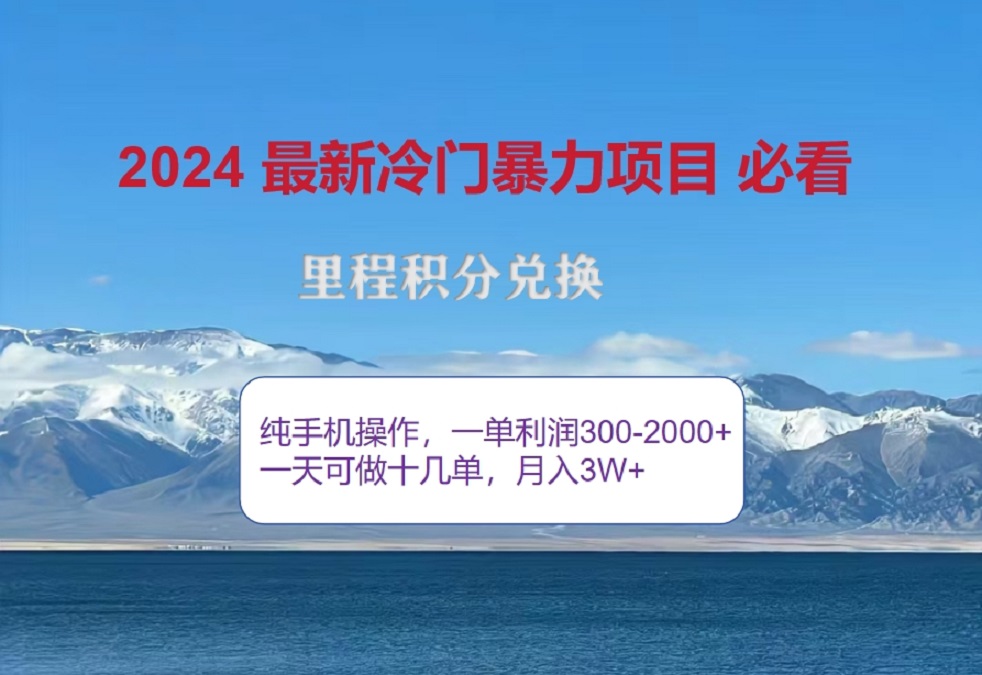 2024惊爆冷门暴利！出行高峰来袭，里程积分，高爆发期，一单300+—2000+，月入过万不是梦！-网创财富岛