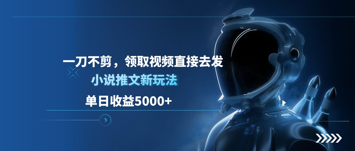 单日收益5000+，小说推文新玩法，一刀不剪，领取视频直接去发-网创财富岛