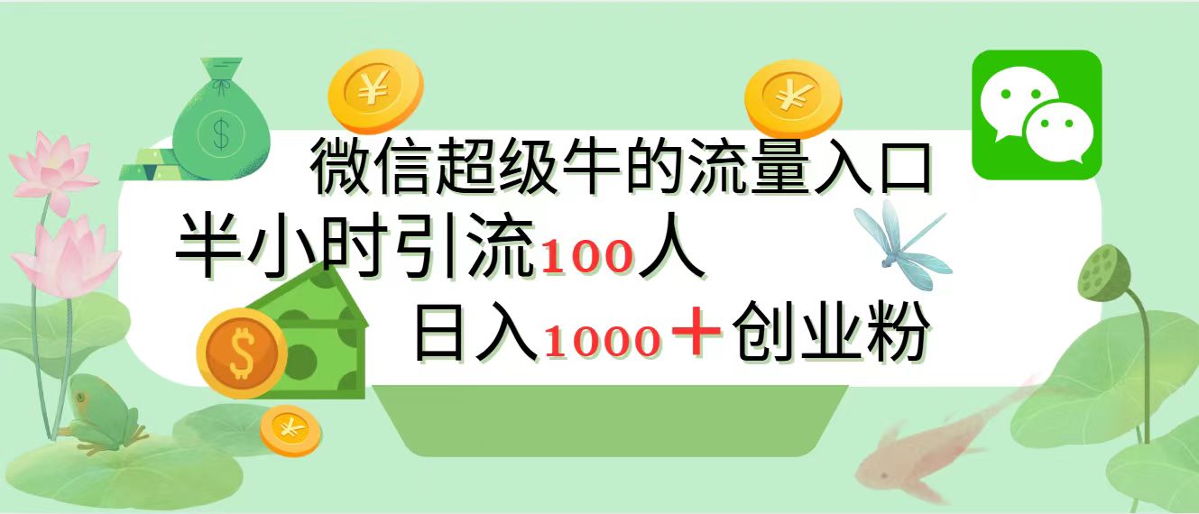 新的引流变现阵地，微信超级牛的流量入口，半小时引流100人，日入1000+创业粉-网创财富岛