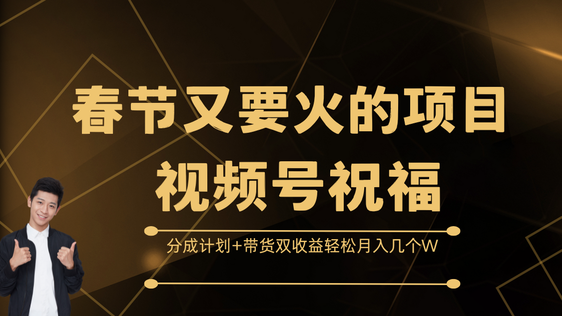 春节又要火的项目，视频号祝福，分成计划+带货双收益，轻松月入几个W-网创财富岛