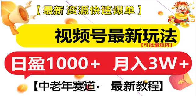 视频号独家玩法，老年养生赛道，无脑搬运爆款视频，日入1000+-网创财富岛