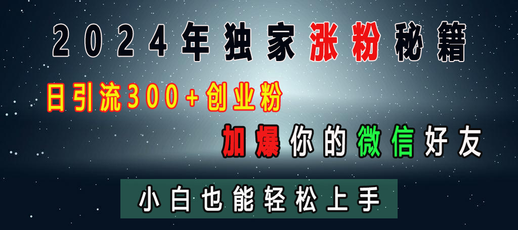 2024年独家涨粉秘籍，日引流300+创业粉，加爆你的微信好友，小白也能轻松上手-网创财富岛