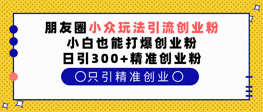 朋友圈小众玩法引流创业粉，小白也能打爆创业粉，日引300+精准创业粉-网创财富岛