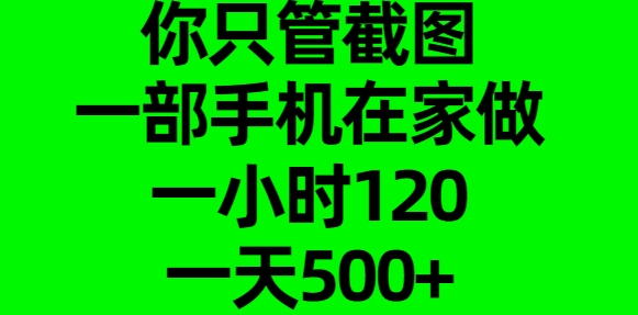 你只管截图，一部手机在家做，一小时120，一天500+-网创财富岛