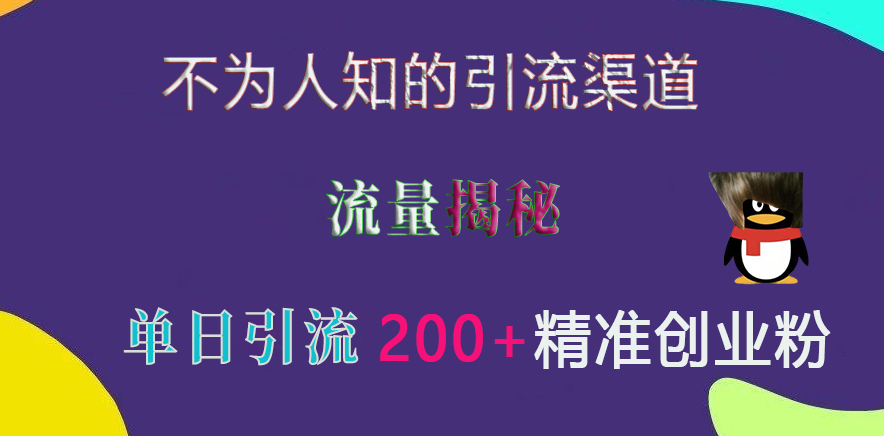 不为人知的引流渠道，流量揭秘，实测单日引流200+精准创业粉-网创财富岛