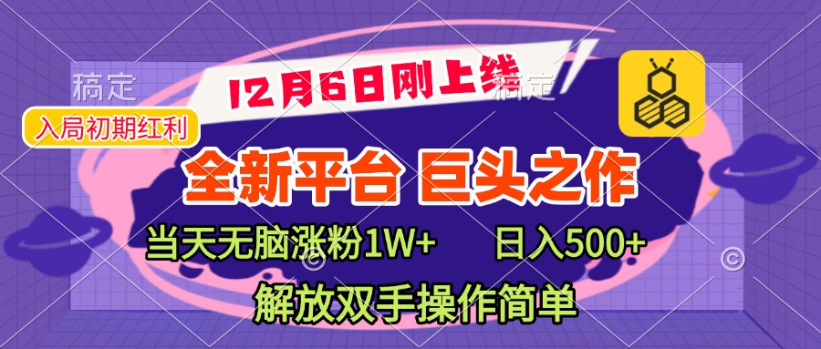 全新引流平台，巨头之作，当天无脑涨粉1W+，日入现500+，解放双手操作简单-网创财富岛