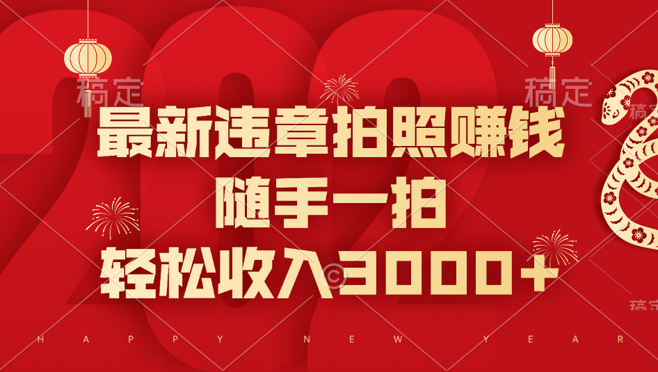 最新违章拍照赚钱，随手一拍，轻松收入3000+-网创财富岛