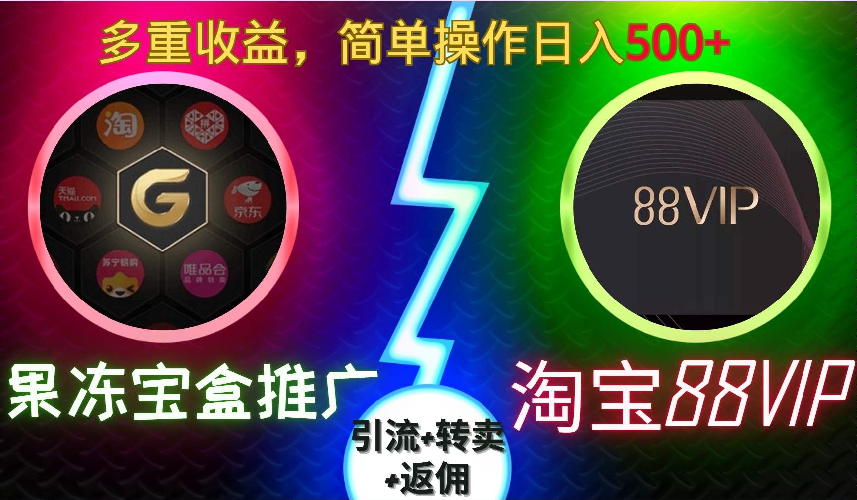 果冻宝盒推广88VIP，引流+转卖+返佣，多重收益，简单操作日入500+-网创财富岛