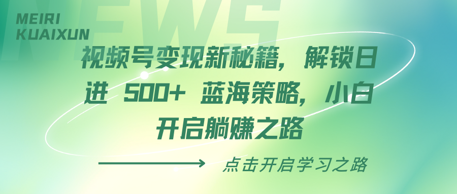 视频号变现新秘籍，解锁日进 500+ 蓝海策略，小白开启躺赚之路-网创财富岛
