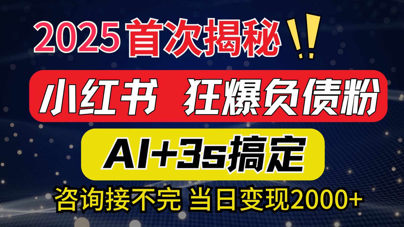 2025引流天花板：最新小红书狂暴负债粉思路，咨询接不断，当日入2000+-网创财富岛