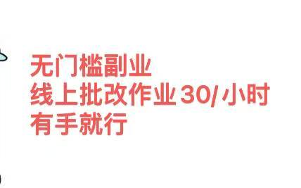 无门槛副业，线上批改作业30/小时  有手就行-网创财富岛