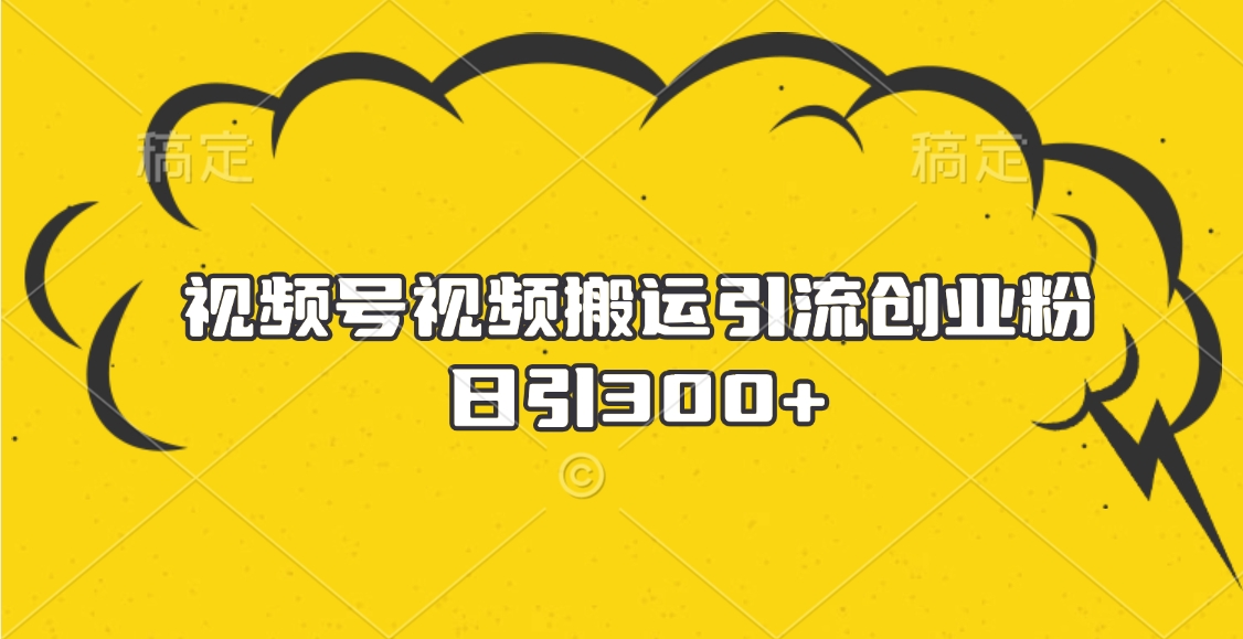 视频号视频搬运引流创业粉，日引300+-网创财富岛