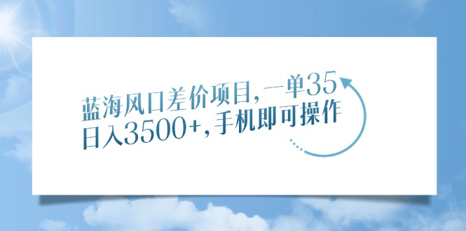 蓝海风口差价项目，一单35，日入3500+，手机即可操作-网创财富岛