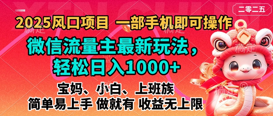 2025蓝海风口项目，微信流量主最新玩法，轻松日入1000+，简单易上手，做就有 收益无上限-网创财富岛