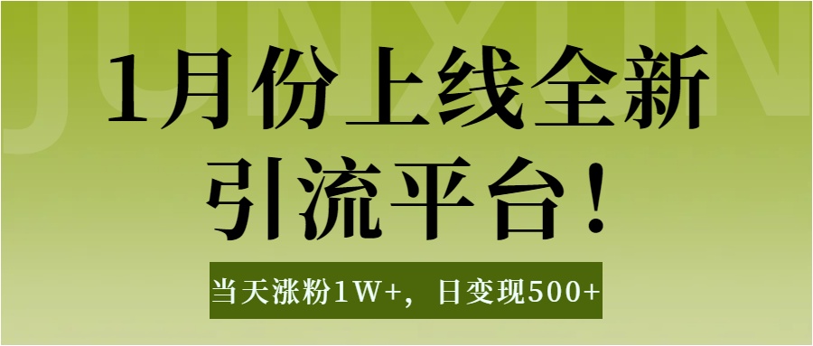 1月上线全新引流平台，当天涨粉1W+，日变现500+工具无脑涨粉，解放双手操作简单-网创财富岛