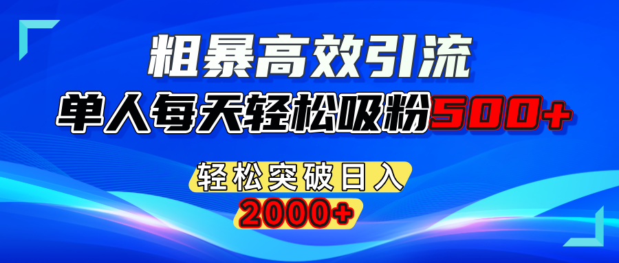 粗暴高效引流,单人每天轻松吸粉500+,轻松突破日入2000+-网创财富岛