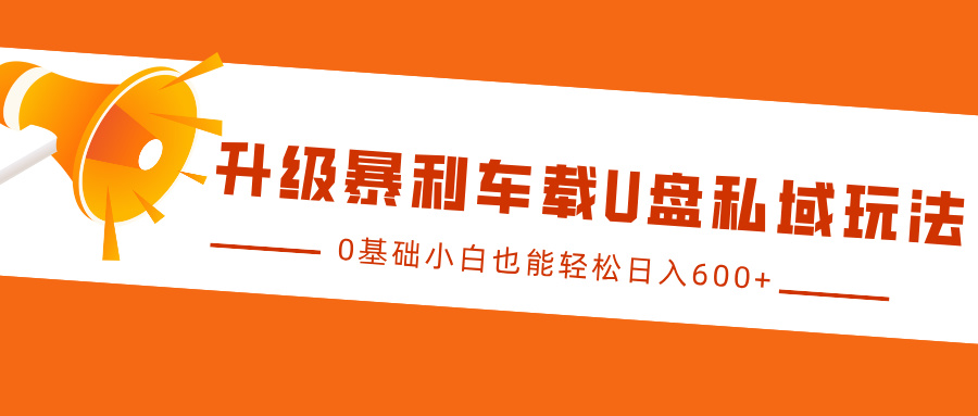 升级暴利车载U盘私域玩法，0基础小白也能轻松日入600+-网创财富岛