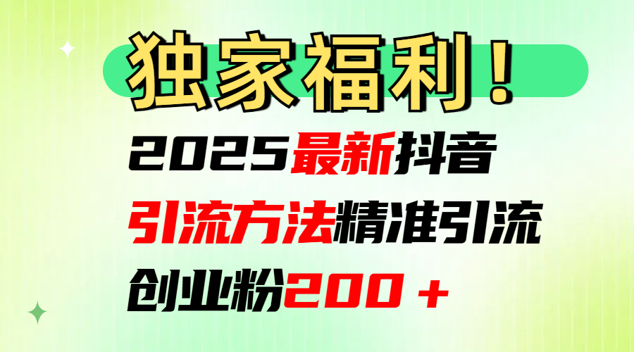 2025最新抖音引流方法每日精准引流创业粉200＋-网创财富岛