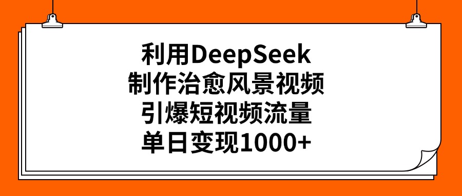 利用DeepSeek制作治愈风景视频，引爆短视频流量，单日变现1000+-网创财富岛