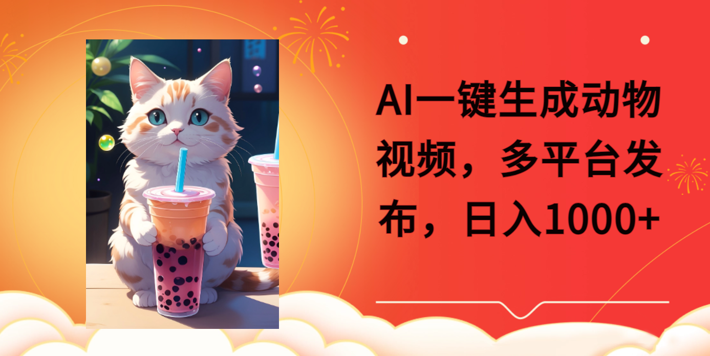 AI一键生成动物搞笑视频，多平台发布，轻松破千万播放，日入2000+-网创财富岛