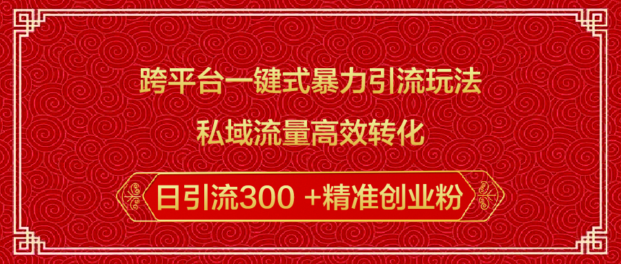 跨平台一键式暴力引流玩法，私域流量高效转化日引流300 +精准创业粉-网创财富岛